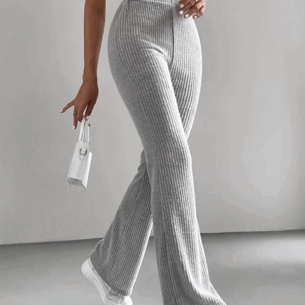 Mirelluna – Prążkowana tekstura – Rozszerzane spodnie lounge